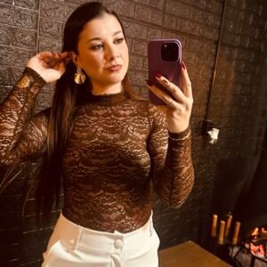 Body Renda Marrom
